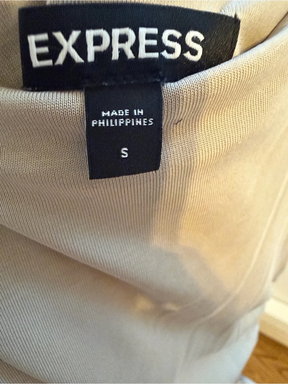 Express Light Beige Ruched Side-Tie Midi Skirt - Picture 6 of 9